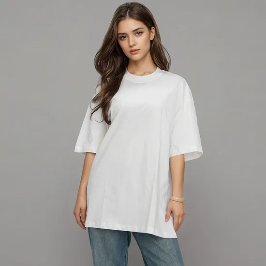 Áo thun nữ cổ tròn trắng bằng vải tre cotton,