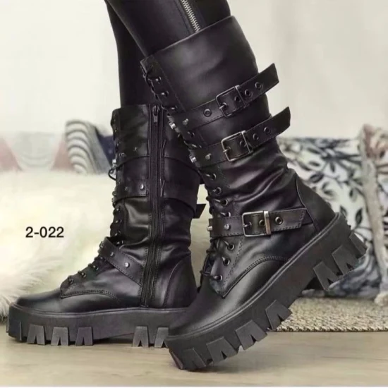 Giày bốt nền tảng màu đen tùy chỉnh kiểu Gothic 