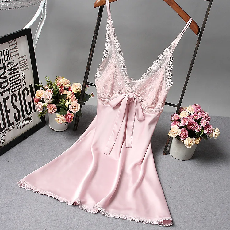 Phụ Nữ Sexy Lụa Satin Váy Ngủ Áo Váy Ngủ Ren Đầm Ngủ