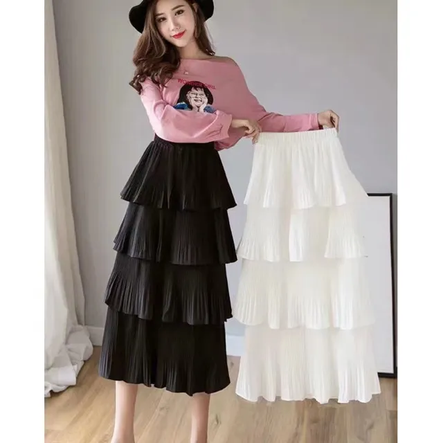 Chân váy xòe 4 tầng xếp ly thời trang Chân váy