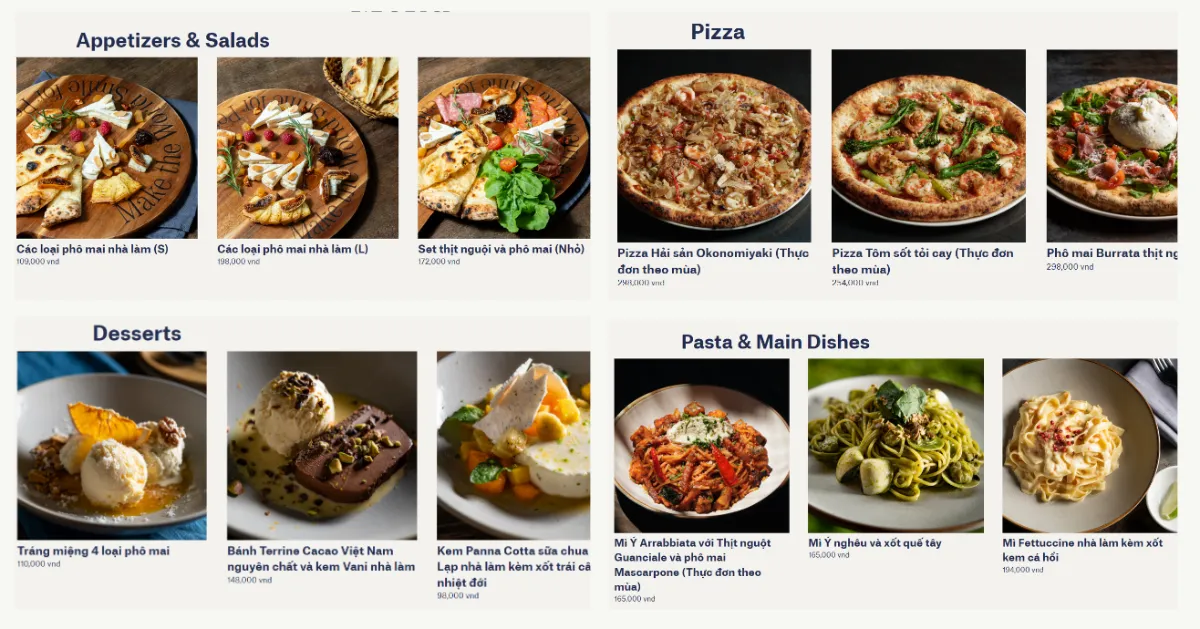 Pizza 4P's - Khai vị, salad và các món phô mai Pizza 4P's - Khai vị, salad và các món phô mai