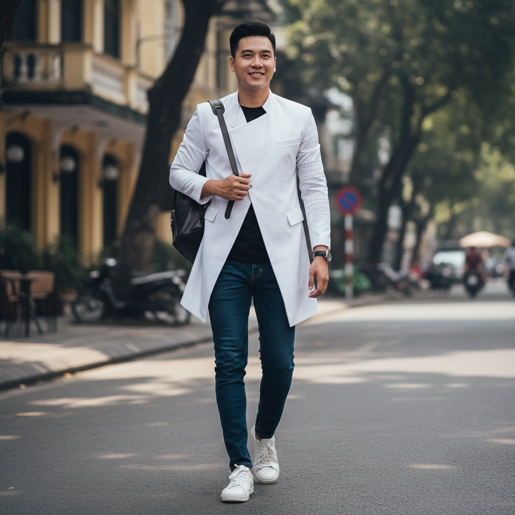 Áo blouse trắng cho nam: Sự kết hợp giữa chuyên môn và thời trang