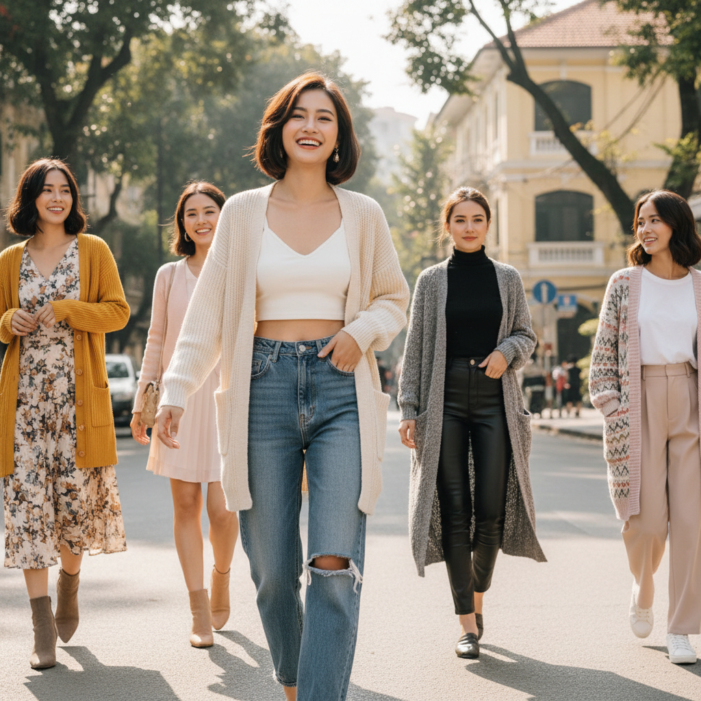 5 cách phối đồ với áo cardigan cực xinh cho nàng dạo phố