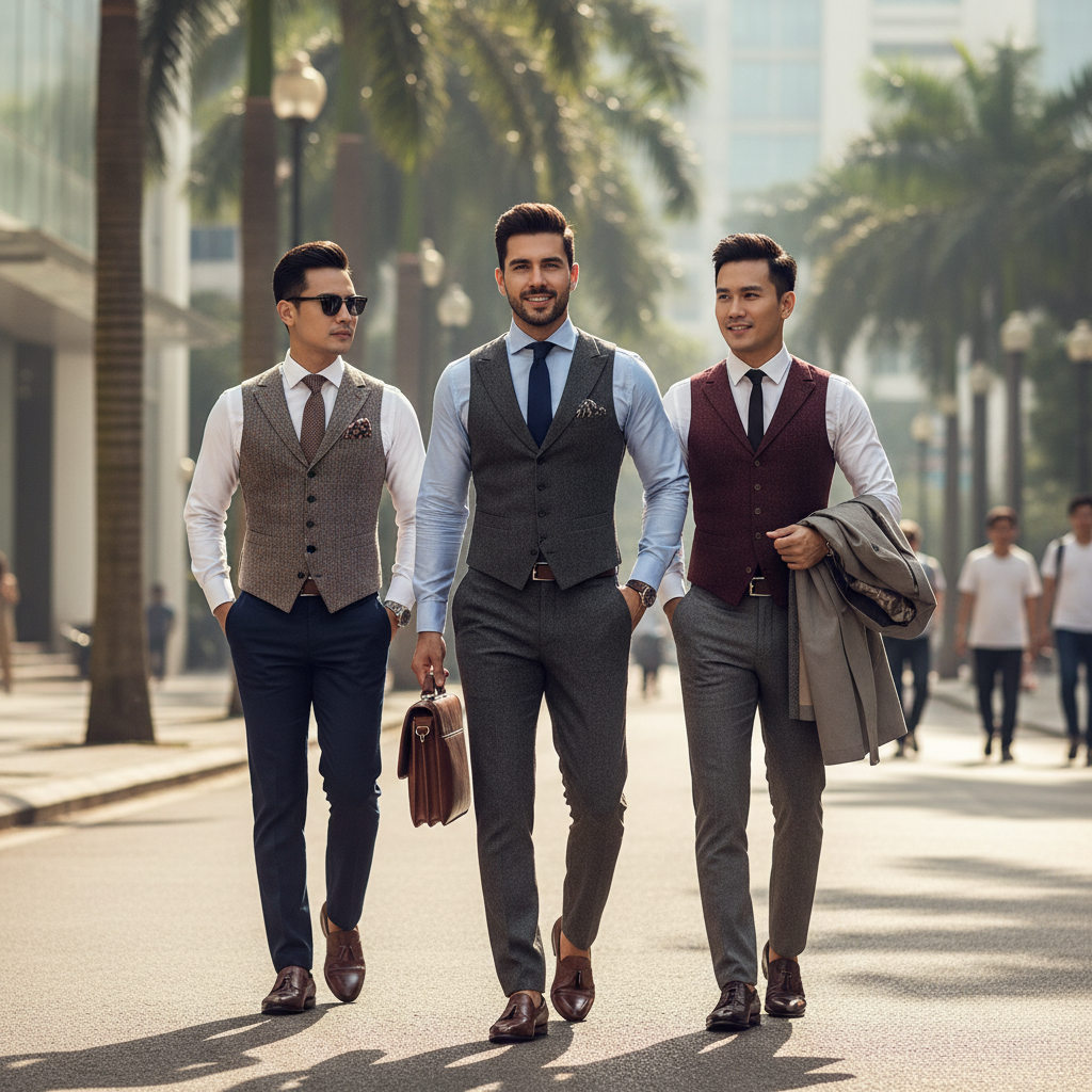 Cách phối áo gile nam lịch lãm cho các quý ông công sở