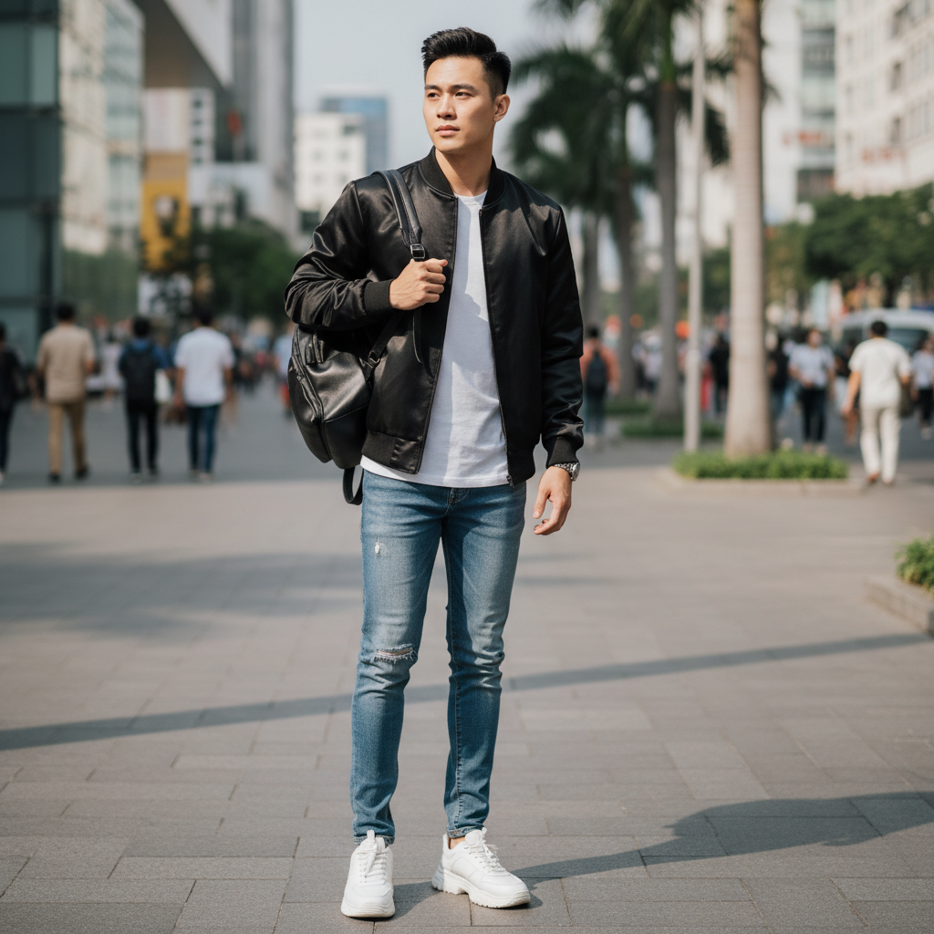 Cách phối đồ với áo khoác bomber nam cực chất và năng động