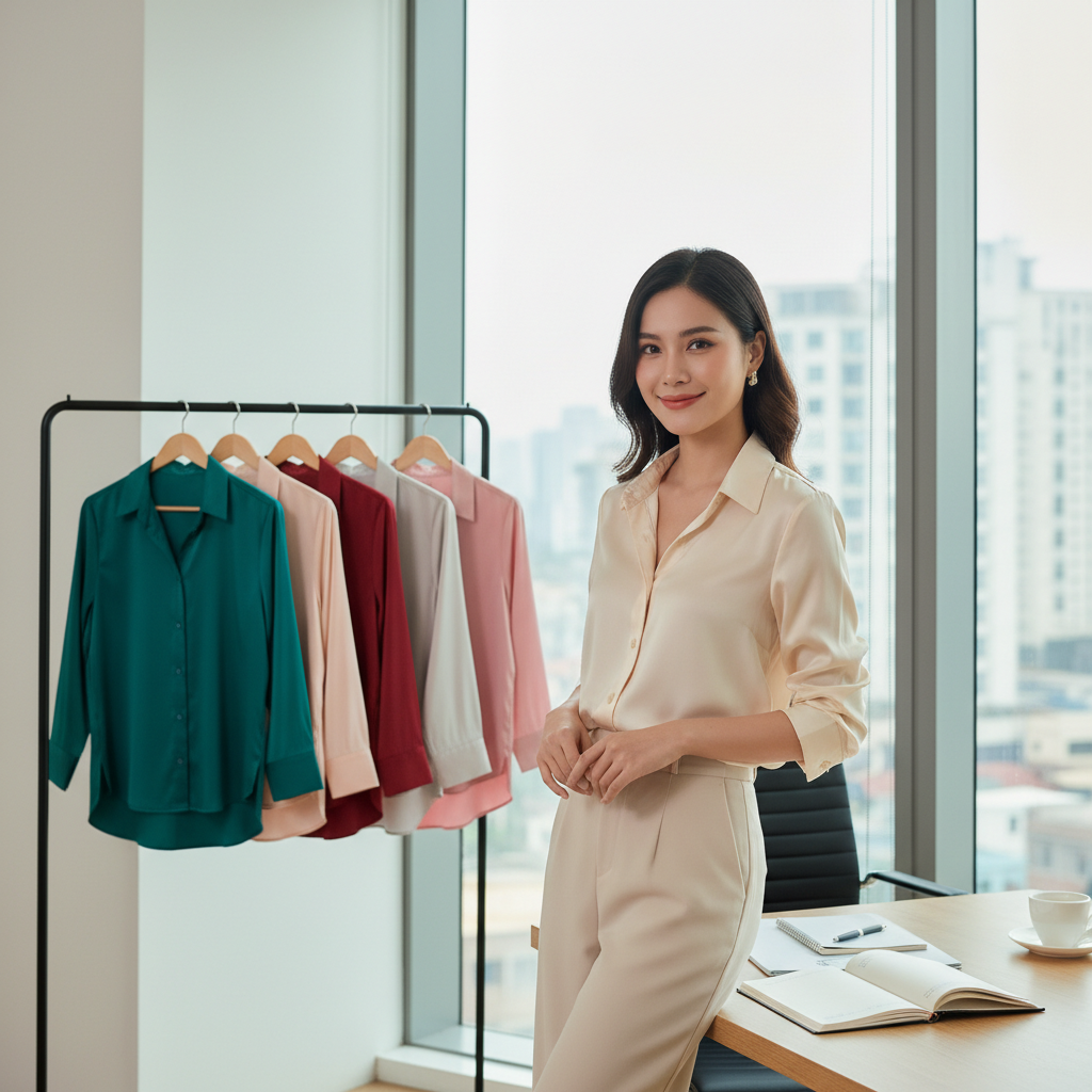 áo sơ mi lụa công sở