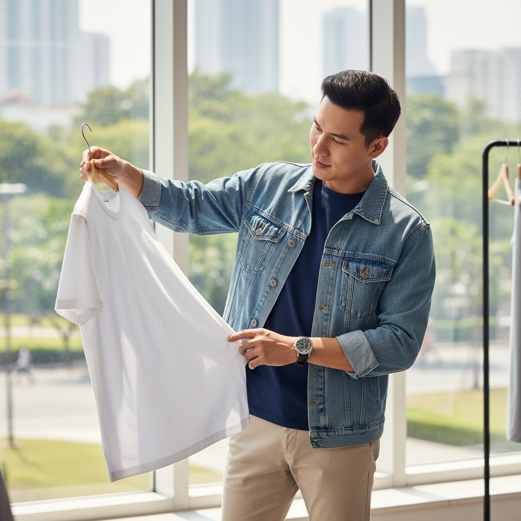 Áo thun nam basic: Cách chọn chất liệu cotton thoáng mát