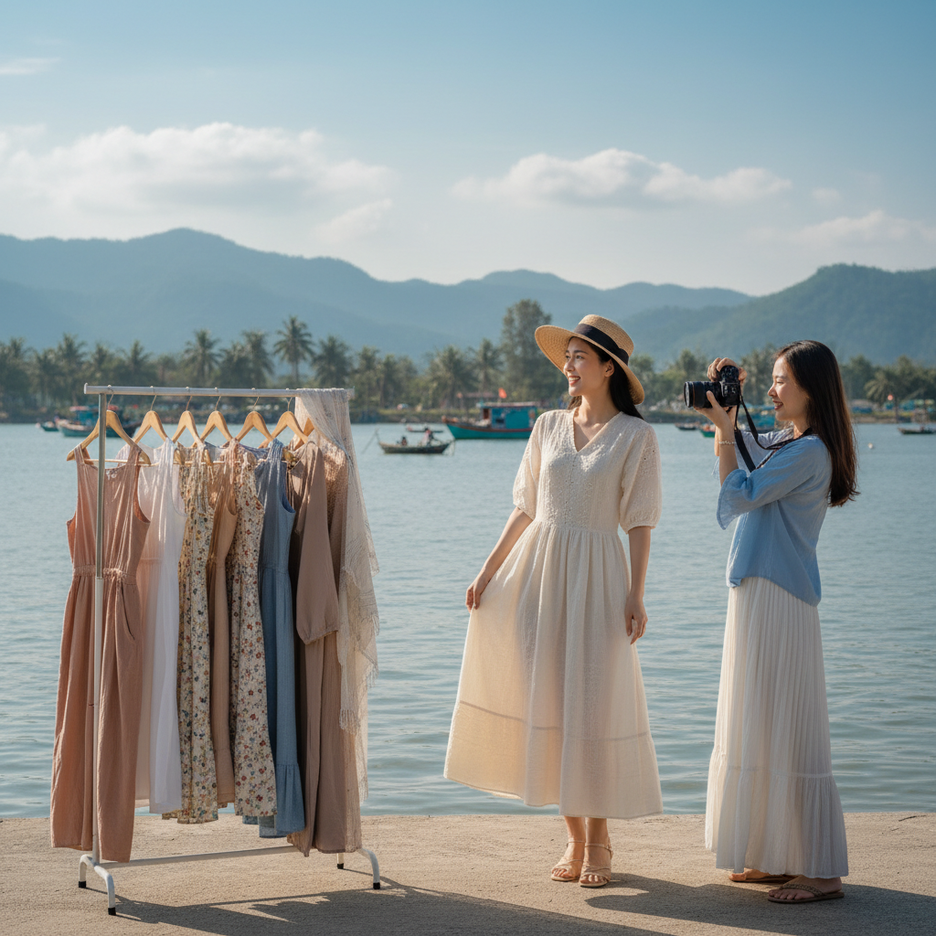 Kinh nghiệm chọn váy áo du lịch và chụp hình tại đầm ô loan Phú Yên