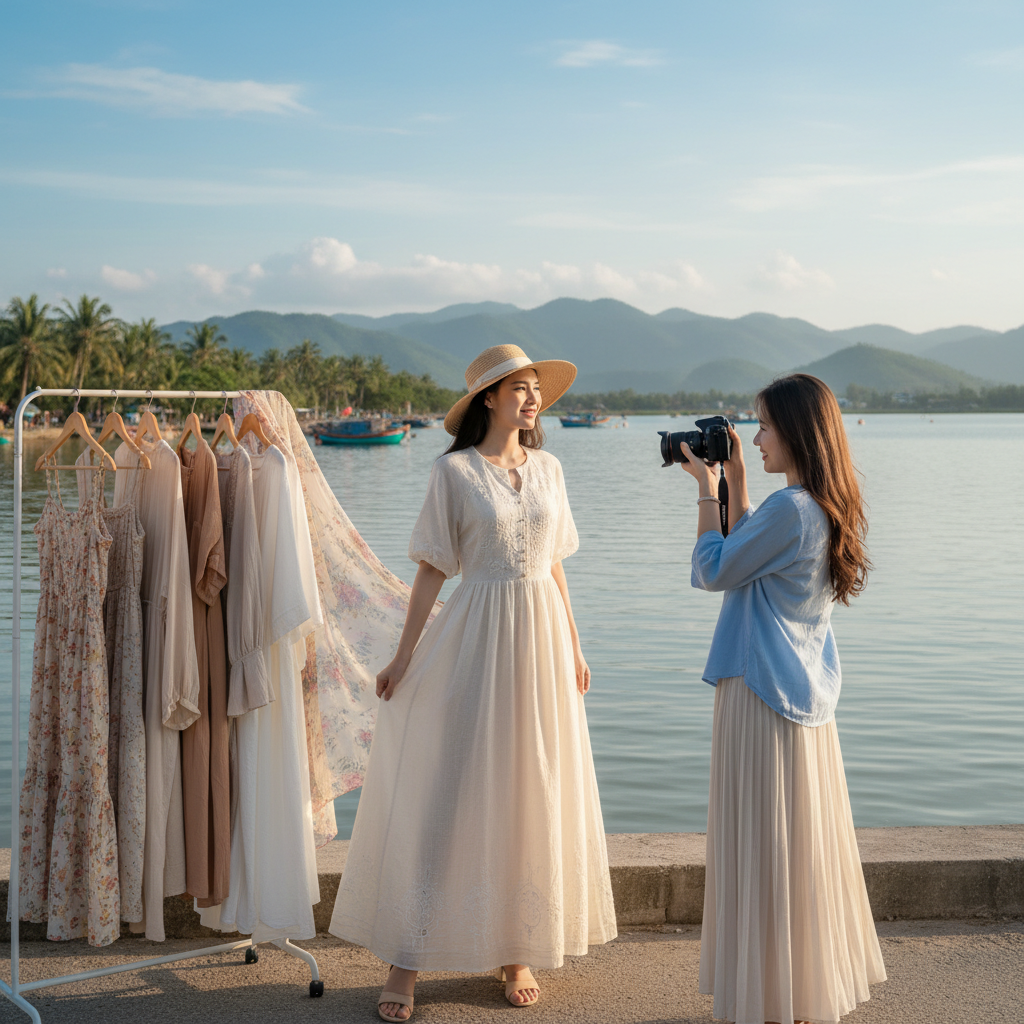 Kinh nghiệm chọn váy áo du lịch và chụp hình tại đầm ô loan Phú Yên