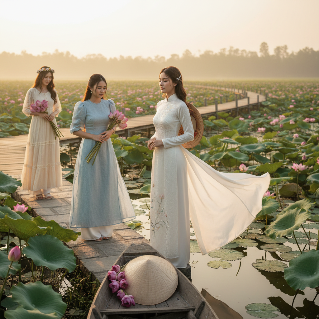 Gợi ý trang phục chụp ảnh tại đầm sen nước chuẩn nàng thơ
