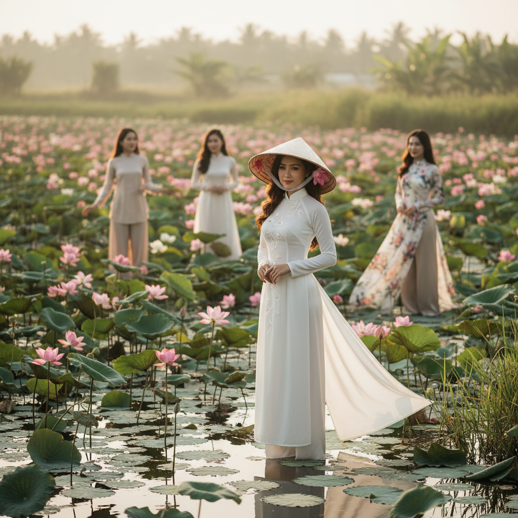 Gợi ý trang phục chụp ảnh tại đầm sen nước chuẩn nàng thơ